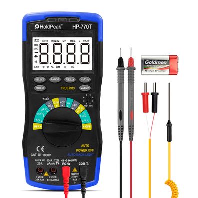 HoldPeak 770T Digital-Multimeter TRMS 6000 Zähler 1000V NCV Temperatur