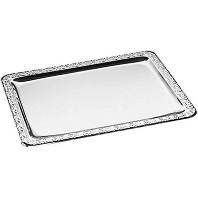 APS Tablett Schöner Essen 50 x 36 cm Edelstahl mit Dekorrand stapelbar