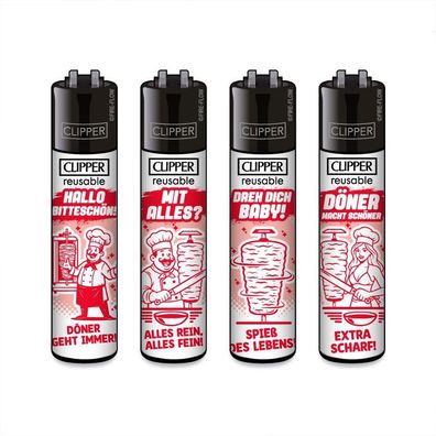 Clipper Reibradfeuerzeuge Döner Collection - 4 Stück