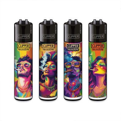 Clipper Reibradfeuerzeuge FFX Pride, 4 Stück