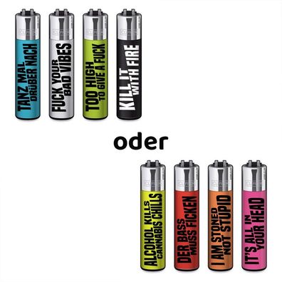 Clipper Reibradfeuerzeuge FFX Shortiez, 4 Stück