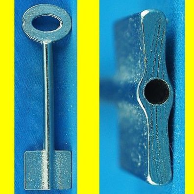 Guss Doppelbartschlüssel Länge 100 mm - Halm 6 mm - Stirnlochbohung 3 mm