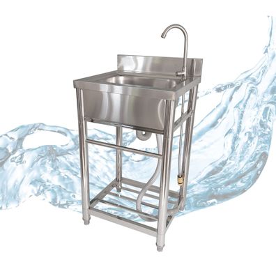 Spültisch freistehend, Wasserhahn mit Gartenschlauch-Anschluss, Spülbecken, Größe M :