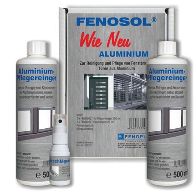 Fenosol Wie Neu Aluminium Fensterpflegeset 2x500ml Intensivreiniger & Beschlägespray