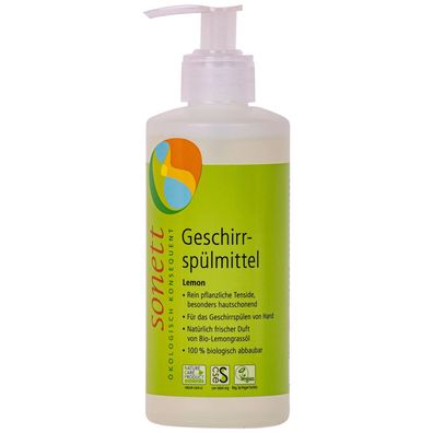 Sonett Geschirrspülmittel Lemon 300 ml, biologisch abbaubar, hautfreundlich