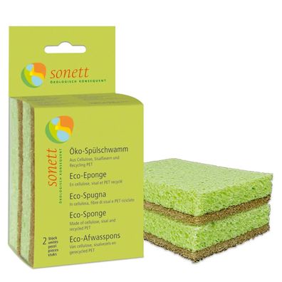 SONETT Öko-Spülschwamm 12x2er Pack – 100% Cellulose & Recycling PET