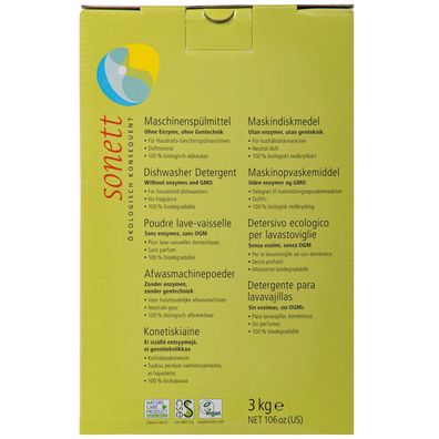 SONETT Maschinenspülmittel 3kg Pulverkonzentrat Spülmaschine phosphatfrei bio