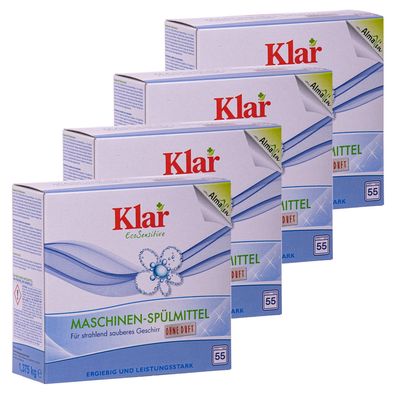 Klar Maschinenspülmittel 4×1,375kg ohne Duft – Chlor- & Phosphatfrei