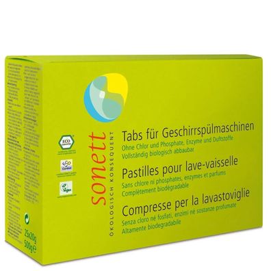 Sonett Spülmaschinen Tabs 500g – 20 x 25g biologisch abbaubar