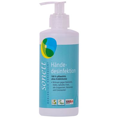 SONETT Händedesinfektion 300 ml Spender – 70 % Bio-Alkohol, vegan