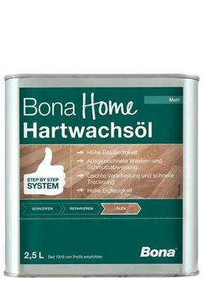Bona Home Hartwachsöl 2,5 L matt – schmutzabweisend & schnell trocknend