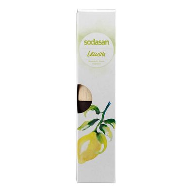 Sodasan Raumduft senses Lemon 200 ml Glasflacon mit Buchenholzsticks