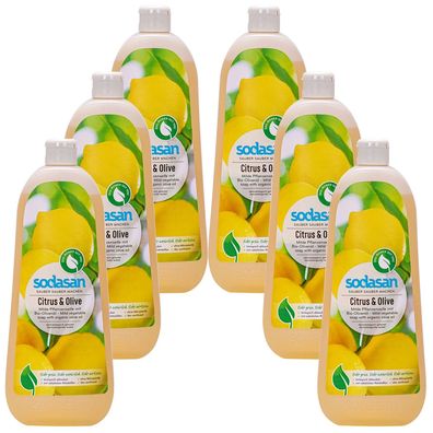 Sodasan Flüssigseife Citrus-Olive 6 x 1L Bio-Pflanzenölseife
