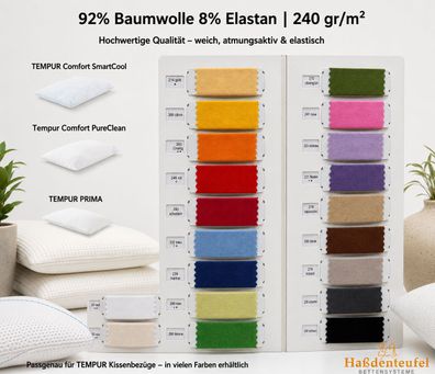 Kissenbezug für Tempur Comfort und Prima, 40 x 80 Baumwolle Elastan 220 gr/m²