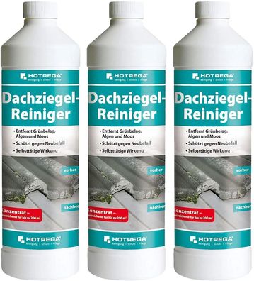 Hotrega Dachziegel Reiniger Konzentrat 3 x 1 Liter gegen Moos Algen