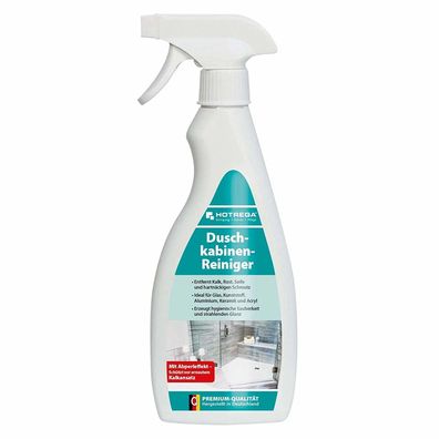 Hotrega Duschkabinen Reiniger 500 ml – Kalklöser, Flachsprühflasche – gegen