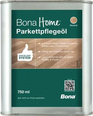Bona Home Parkettpflegeöl 2,5 L Neutral – Pflegeöl für Holz- & Korkböden