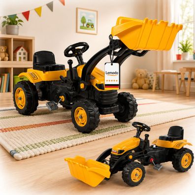 Trettraktor mit Schaufel gelb, Kinder Traktor ab 3 Jahre, Traktor zum draufsitzen : g