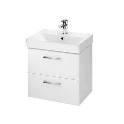 Badmöbel Set Badezimmerschrank mit Keramikwaschbecken LARA MILLE SLIM 50 Weiß