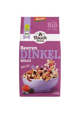 3x Bauck Mühle Dinkel Müsli Beerenzart Demeter 425g