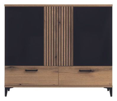 Kommode Aris AS4 125x106x39 cm Wohnzimmerschrank mit 3 Türen 3 Schubladen Highboard