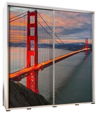 Schwebetürenschrank Penelopa 205 Kleidereschrank mit Grafiken Golden gate bridge