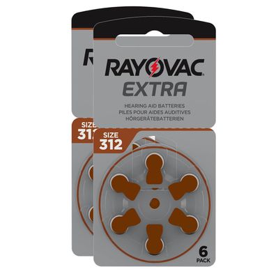 12x Rayovac Hörgerätebatterien 312 Extra Advanced 1,45V 180mAh PR41