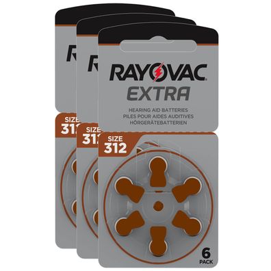 18x Rayovac Hörgerätebatterien 312 Extra Advanced 1,45V 180mAh PR41