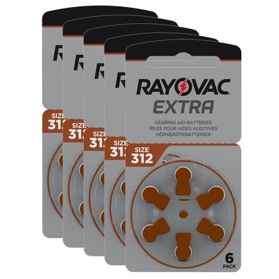 30x Rayovac Hörgerätebatterien 312 Extra Advanced 1,45V 180mAh PR41