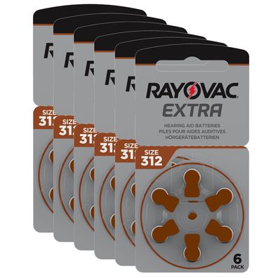 36x Rayovac Hörgerätebatterien 312 Extra Advanced 1,45V 180mAh PR41