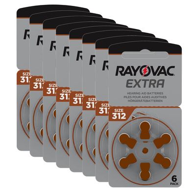 48x Rayovac Hörgerätebatterien 312 Extra Advanced 1,45V 180mAh PR41
