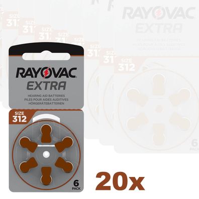 120x Rayovac Hörgerätebatterien 312 Extra Advanced 1,45V 180mAh PR41