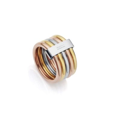Luxusní tricolor prsten z oceli Chic 75305A01 - Circuit: 52 mm