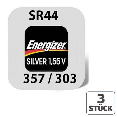 3x Energizer 357 / 303 Uhrenbatterien 1,55 V SR1154W SR44 AG13 Knopfzelle