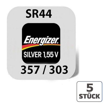 5x Energizer 357 / 303 Uhrenbatterien 1,55 V SR1154W SR44 AG13 Knopfzelle