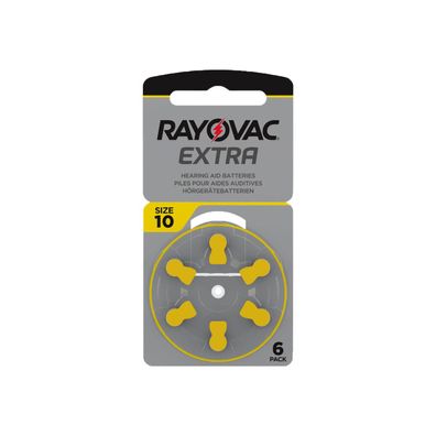 6er Blister Rayovac Hörgerätebatterien 10 Extra Advanced 1,45V 105 mAh PR70