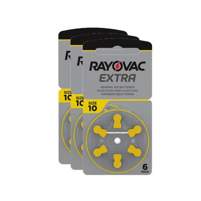 18x Rayovac Hörgerätebatterien 10 Extra Advanced 1,45V 105 mAh PR70