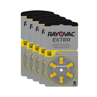 30x Rayovac Hörgerätebatterien 10 Extra Advanced 1,45V 105 mAh PR70