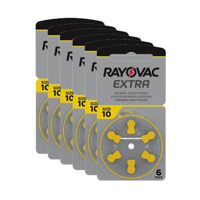 36x Rayovac Hörgerätebatterien 10 Extra Advanced 1,45V 105 mAh PR70