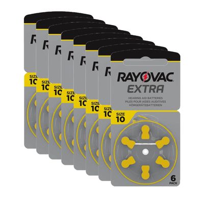 48x Rayovac Hörgerätebatterien 10 Extra Advanced 1,45V 105 mAh PR70