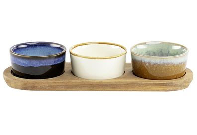 MORITZ&MORITZ Dipp Schalen Set rund mit Akazienbrett 29x10x5,1cm 4teilig