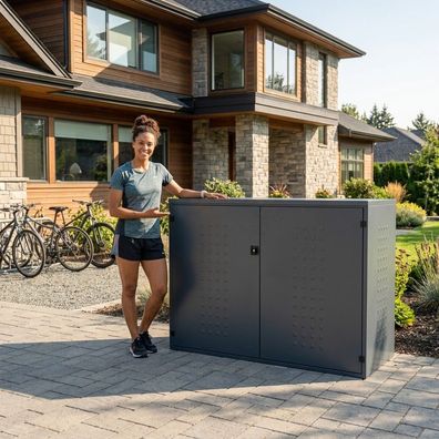 Fahrradgarage für 2?3 Fahrräder oder E-Bikes | Pultdach | Stahl verzinkt Anthrazit