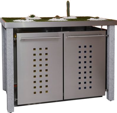 Mülltonnenbox Typ-NW, 2x 120l, Türfarbe Edelstahl