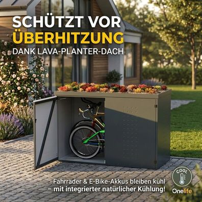 Fahrradgarage für 2?3 Fahrräder oder E-Bikes | Pflanzenwanne | Stahl verzinkt Anthraz