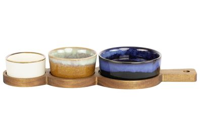 MORITZ&MORITZ Dipp Schalen Set rund mit Akazienbrett 35x12x4,6cm 4teilig