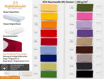 Kissenbezug Tempur Shape Original S M L XL 51x31 Spannbezug Baumwolle Elastan