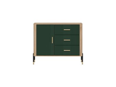 Kommode Dante DT03 Schubladenschrank - Cremona Eiche/Grün