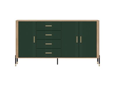 Kommode Dante DT10 Schubladenschrank - Cremona Eiche/Grün