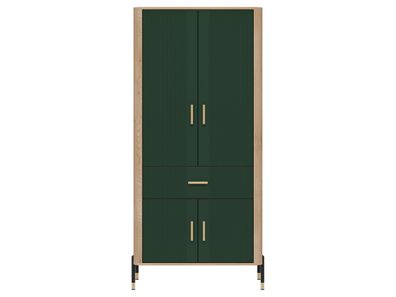 Kleiderschrank Dante DT16 Drehtürenschrank - Cremona Eiche/Grün
