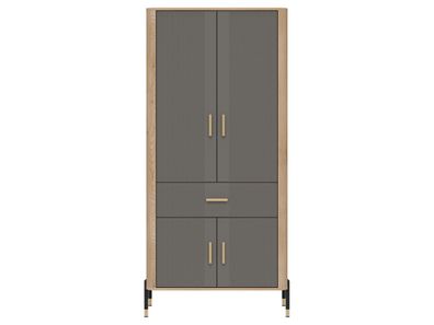 Kleiderschrank Dante DT16 Drehtürenschrank - Cremona Eiche/Grau